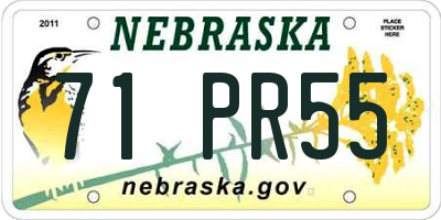 NE license plate 71PR55