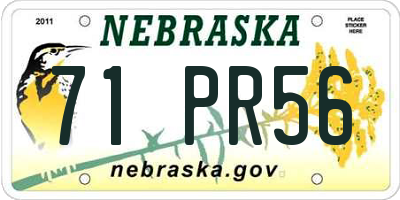 NE license plate 71PR56
