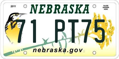 NE license plate 71PT75