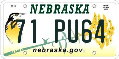 NE license plate 71PU64