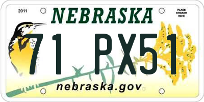 NE license plate 71PX51