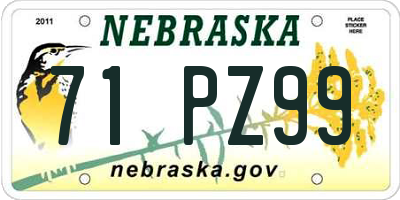 NE license plate 71PZ99