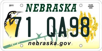 NE license plate 71QA98
