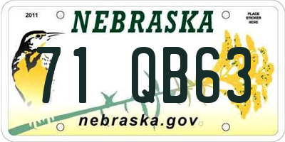 NE license plate 71QB63