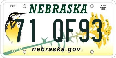 NE license plate 71QF93