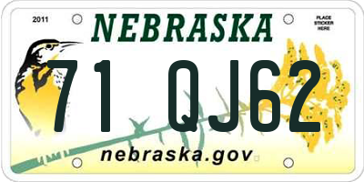 NE license plate 71QJ62