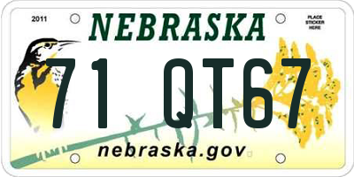 NE license plate 71QT67