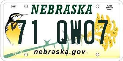 NE license plate 71QW07
