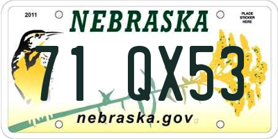 NE license plate 71QX53