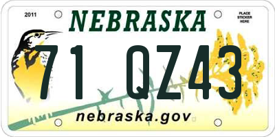 NE license plate 71QZ43