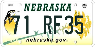 NE license plate 71RF35