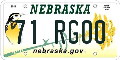 NE license plate 71RG00