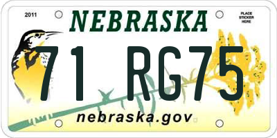 NE license plate 71RG75