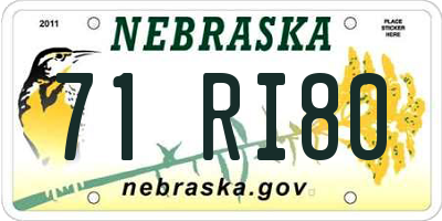 NE license plate 71RI80