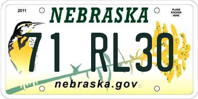 NE license plate 71RL30