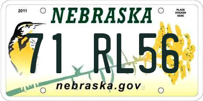 NE license plate 71RL56