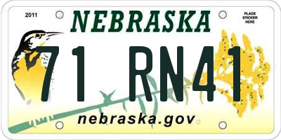 NE license plate 71RN41