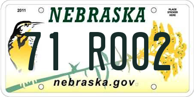 NE license plate 71RO02