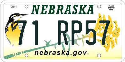 NE license plate 71RP57