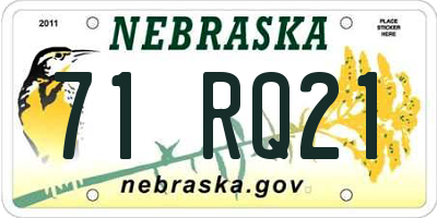 NE license plate 71RQ21