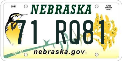 NE license plate 71RQ81