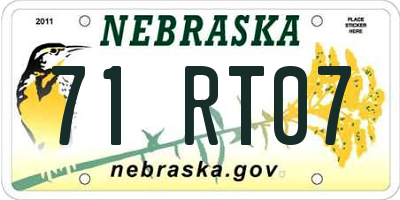 NE license plate 71RT07