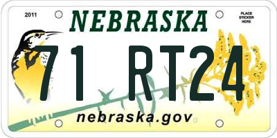 NE license plate 71RT24