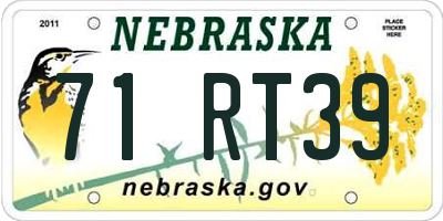 NE license plate 71RT39