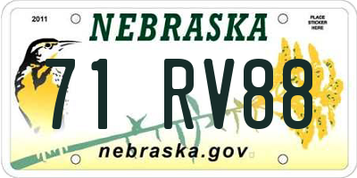 NE license plate 71RV88