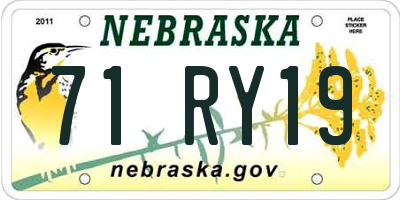 NE license plate 71RY19