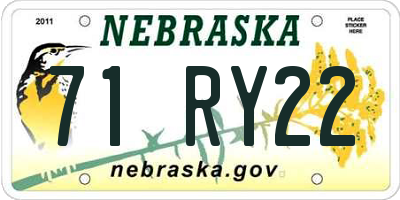 NE license plate 71RY22