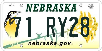 NE license plate 71RY28