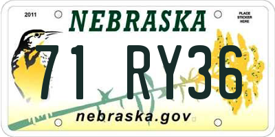 NE license plate 71RY36