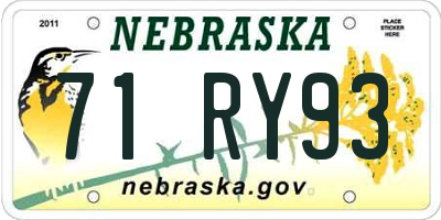 NE license plate 71RY93