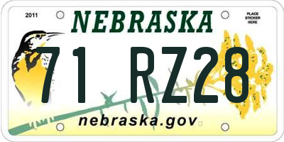 NE license plate 71RZ28