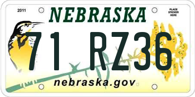 NE license plate 71RZ36