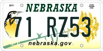 NE license plate 71RZ53