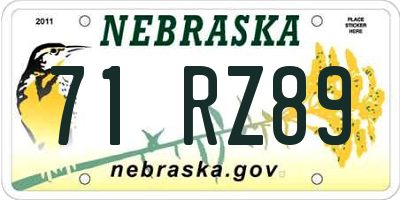 NE license plate 71RZ89