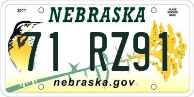 NE license plate 71RZ91