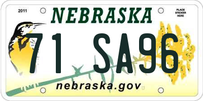 NE license plate 71SA96