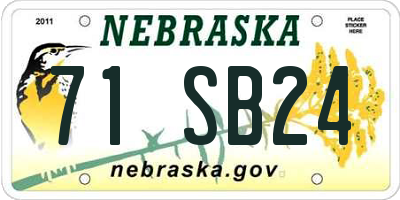 NE license plate 71SB24