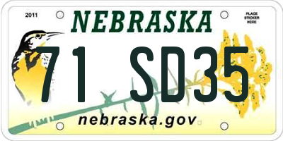 NE license plate 71SD35