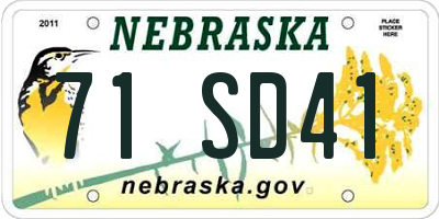 NE license plate 71SD41