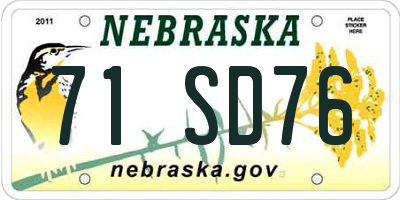 NE license plate 71SD76