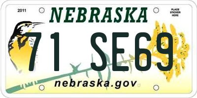 NE license plate 71SE69