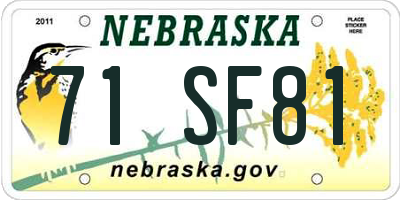 NE license plate 71SF81