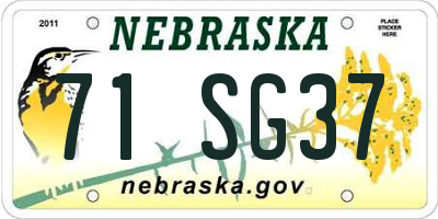 NE license plate 71SG37