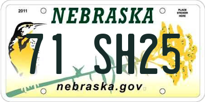 NE license plate 71SH25