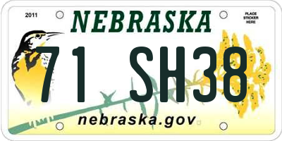 NE license plate 71SH38