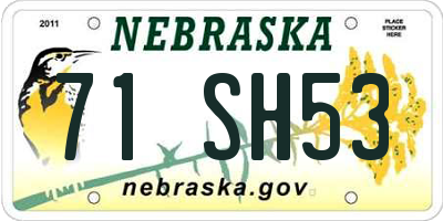 NE license plate 71SH53